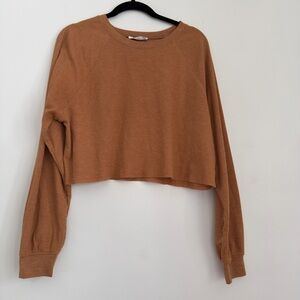 Double Zero‎ Tan Long Sleeve Crop Top